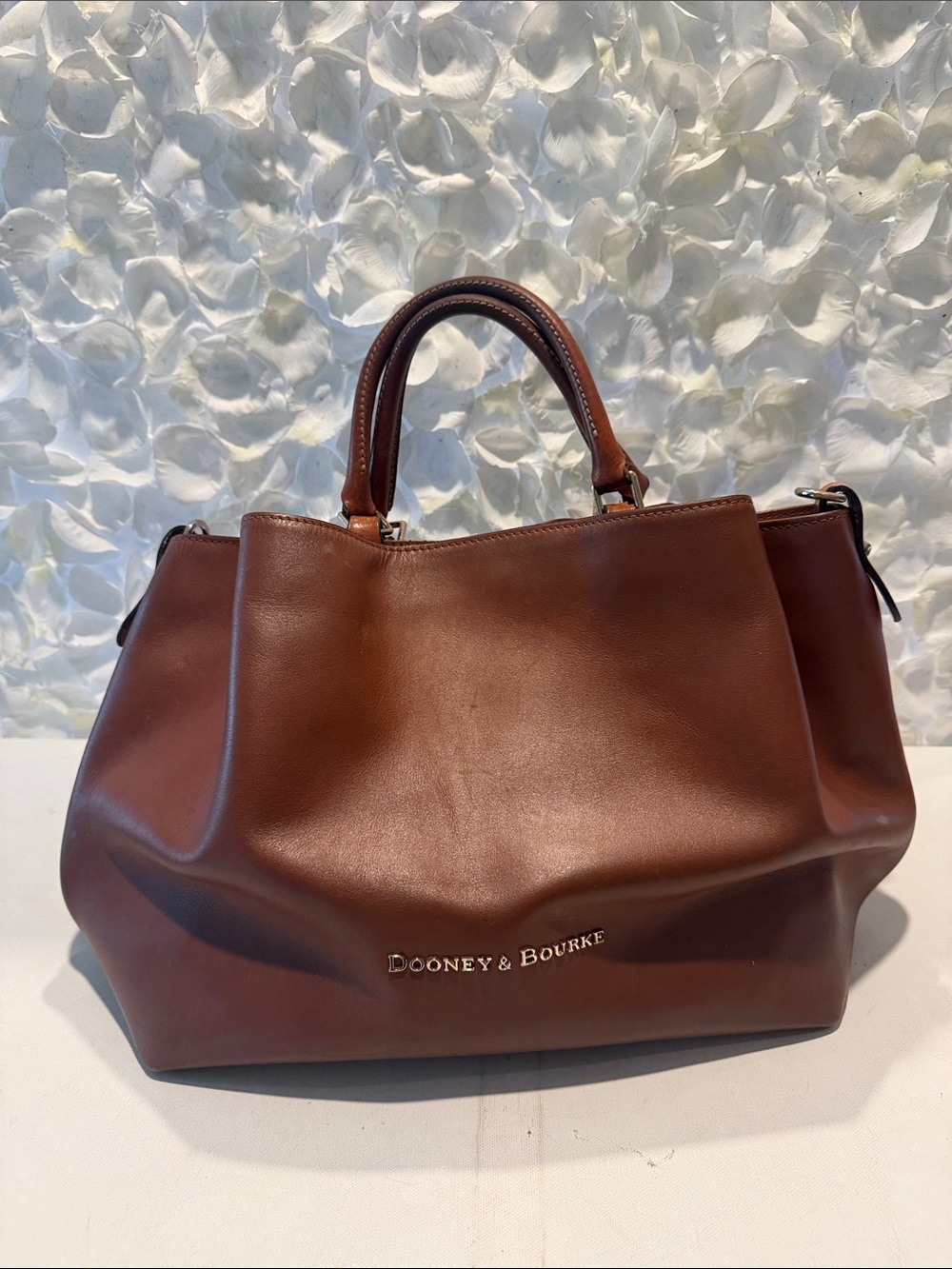 Dooney & Bourke Brown Leather Satchel with Top Handles
